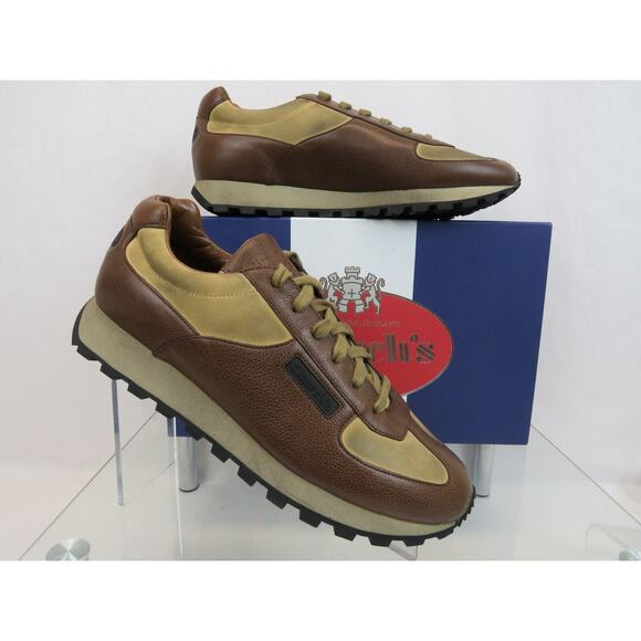 CHURCH\'S by PRADA 929 EEG027 AGED BROWN LEATHER LOGO SNEAKERS 8.5 US 9.5 ITALY main image 13